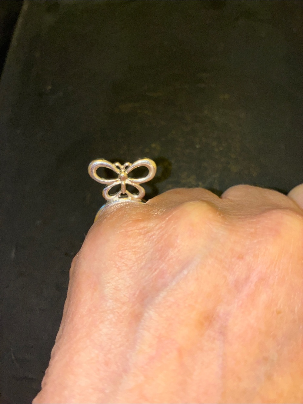 Delicate Silver Tone Butterfly Stretch Ring